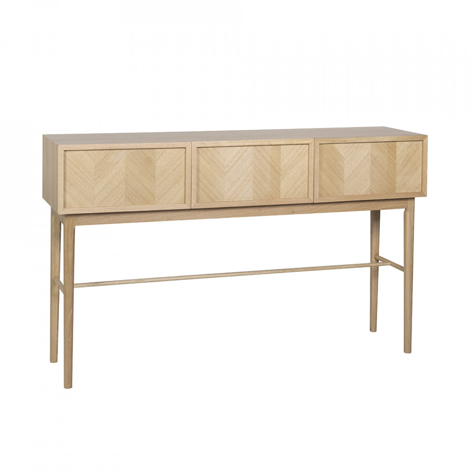 consola lemn masiv Consola maro din lemn 150 cm Herringbone Hubsch