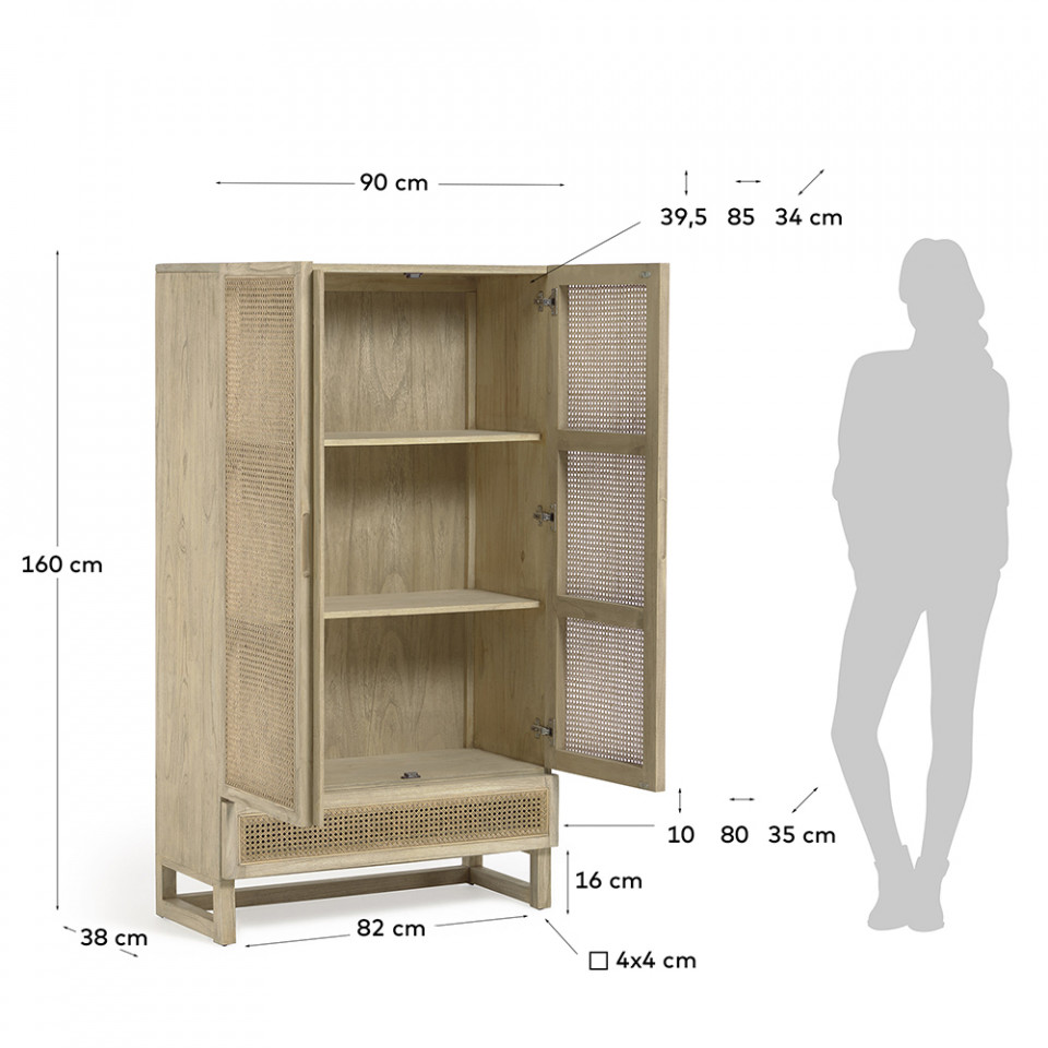 The database The database Merchandising Dulap maro din lemn de mindi 160 cm Rexit Kave Home | The Home.ro