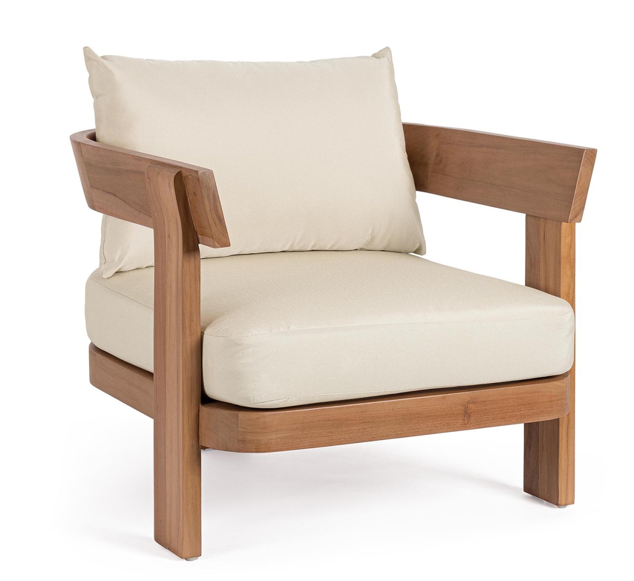 Outdoor Furniture Fotoliu exterior maro/crem din lemn Evora Bizzotto