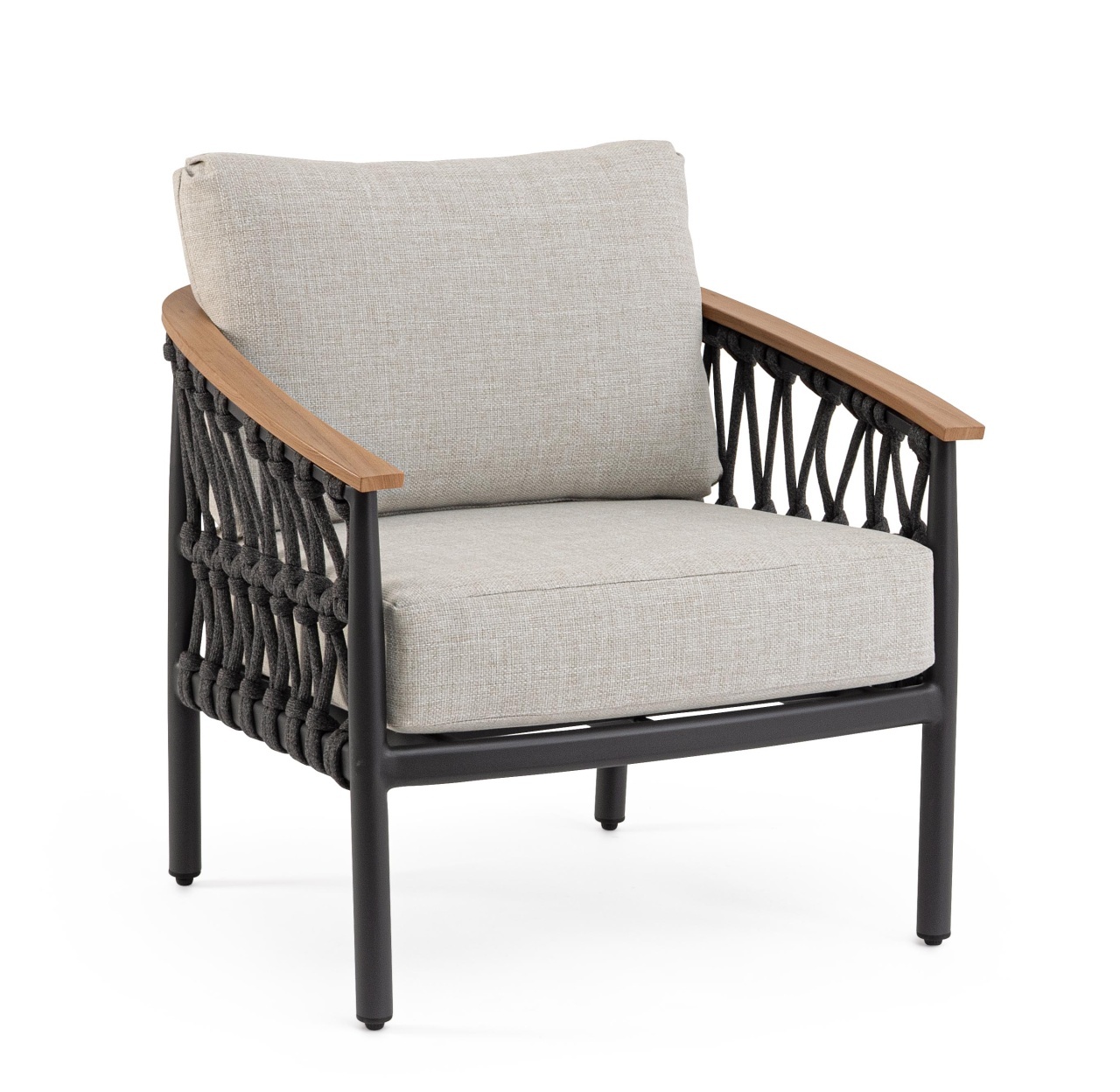 Furniture Fotoliu exterior maro/gri carbune din textil Fenix Bizzotto