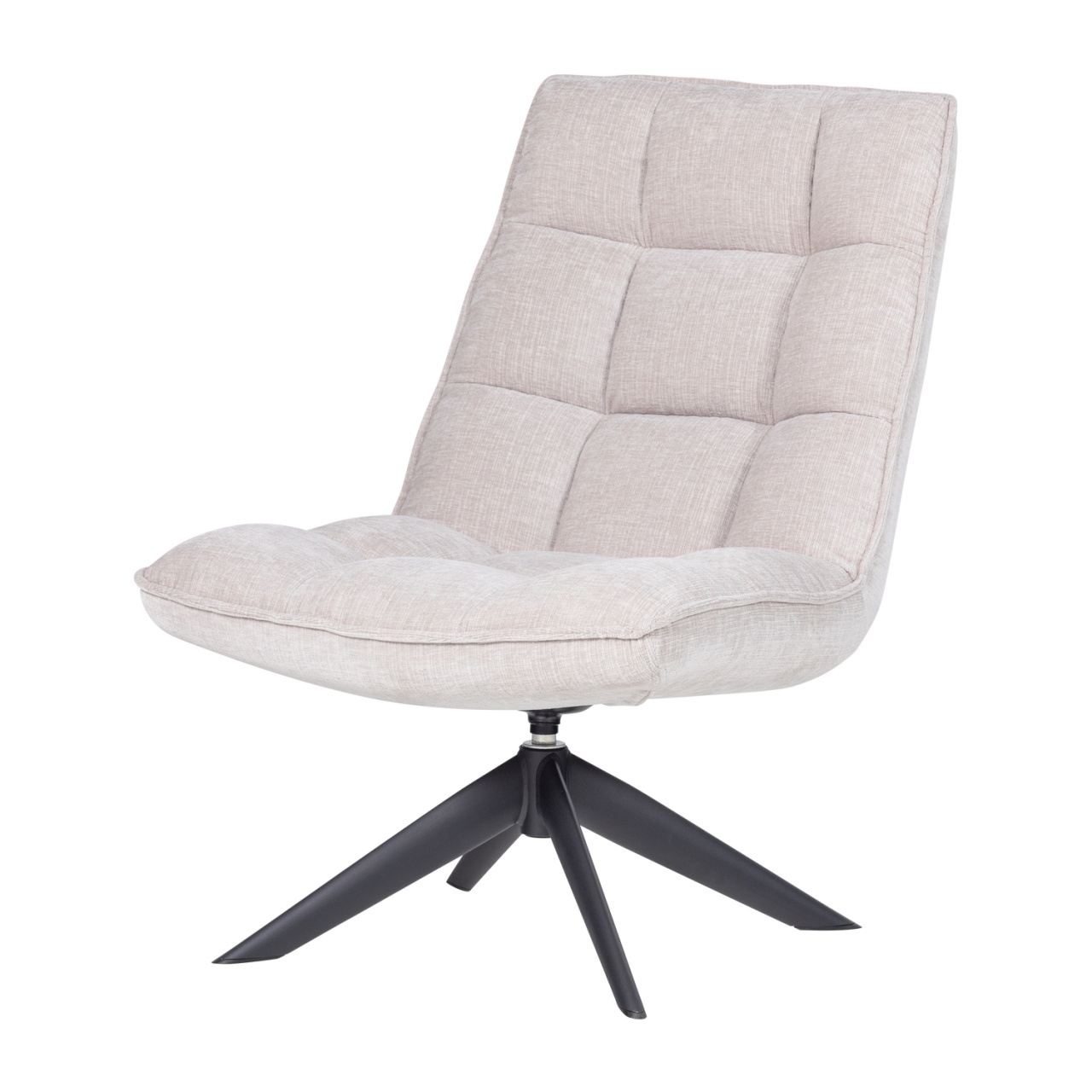 Chairs Fotoliu rotativ crem din textil Jouke Chenille Woood