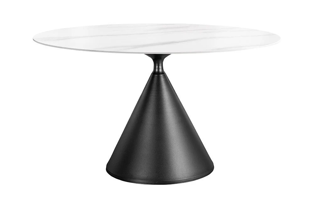 masa alba Masa dining alba/neagra din metal 135 cm Signature The Home Collection