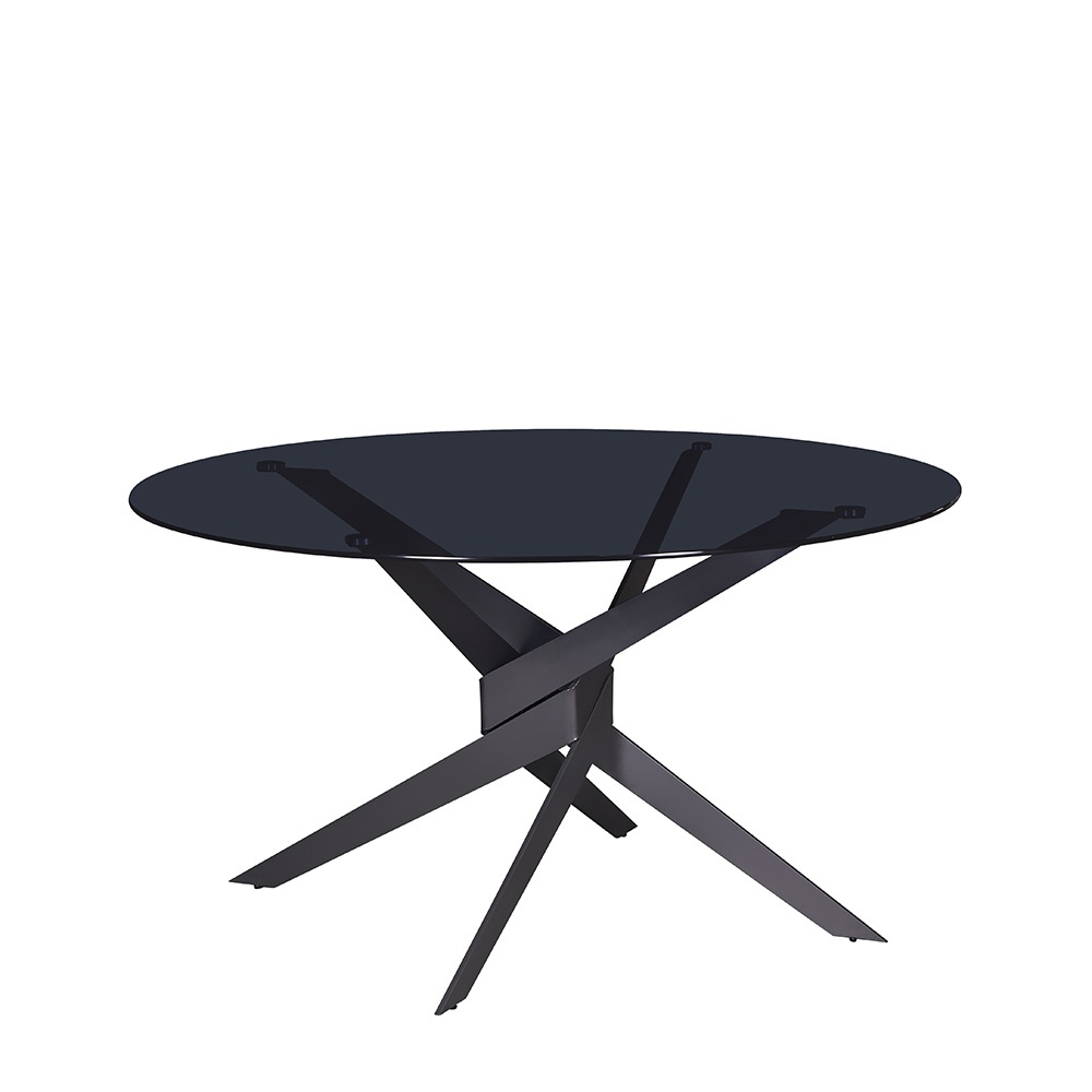Quiet Object Masa dining neagra din sticla 140 cm Jenna Quiet Object