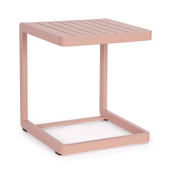 Outdoor Furniture Masa laterala exterior rosu trandafir din metal 40x40 cm Konnor Bizzotto