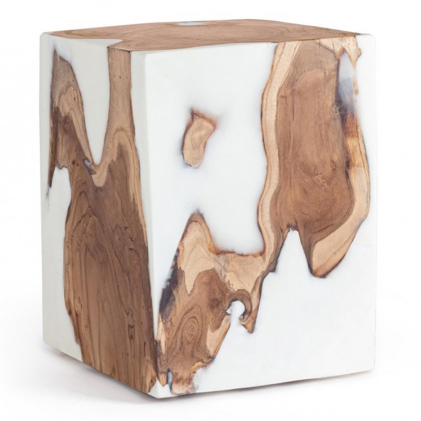 Coffee Tables Masa laterala maro/alba din lemn 30x30 cm Melty Bizzotto