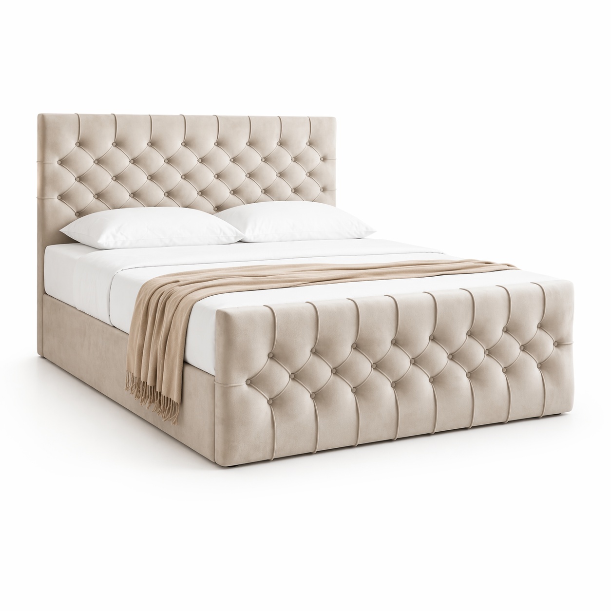FURPOL Pat bej din catifea 180x200 cm Kosta Boxspring FURPOL