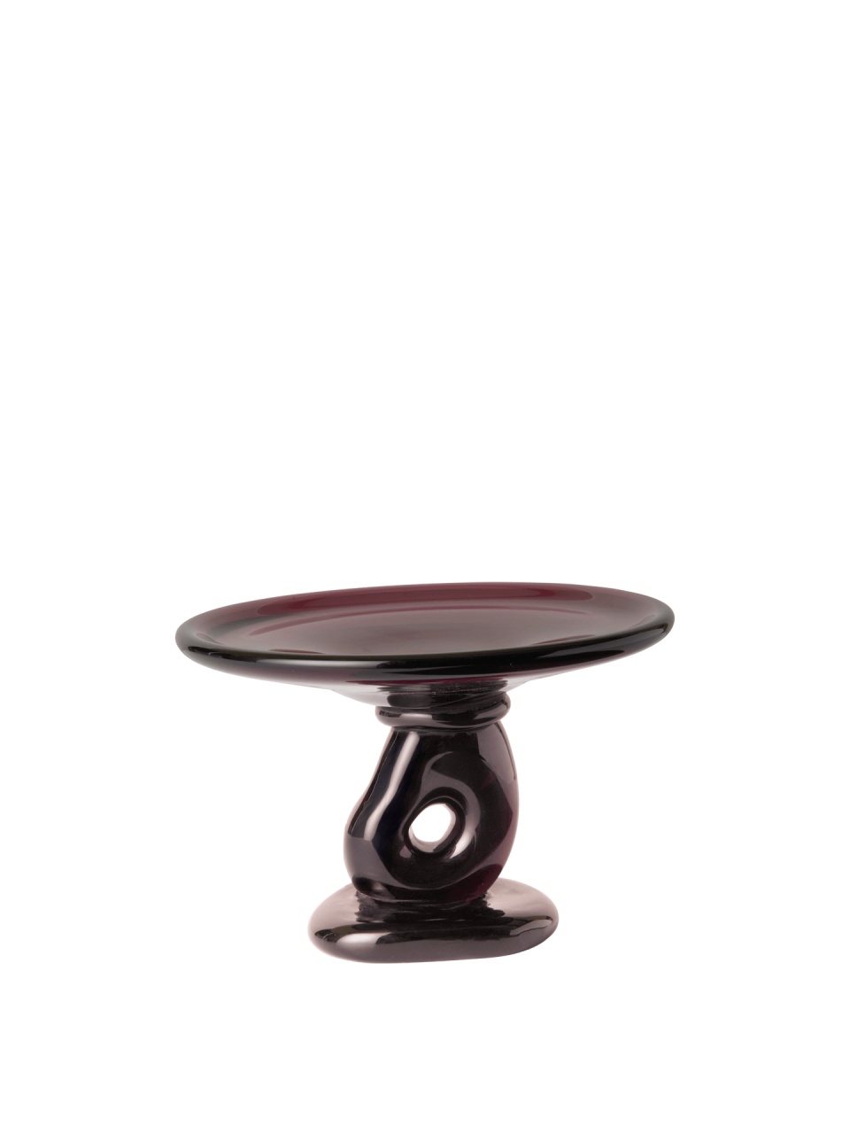 Decorative Bowls Platou cu picior mov inchis din sticla 21 cm Damo Ferm Living