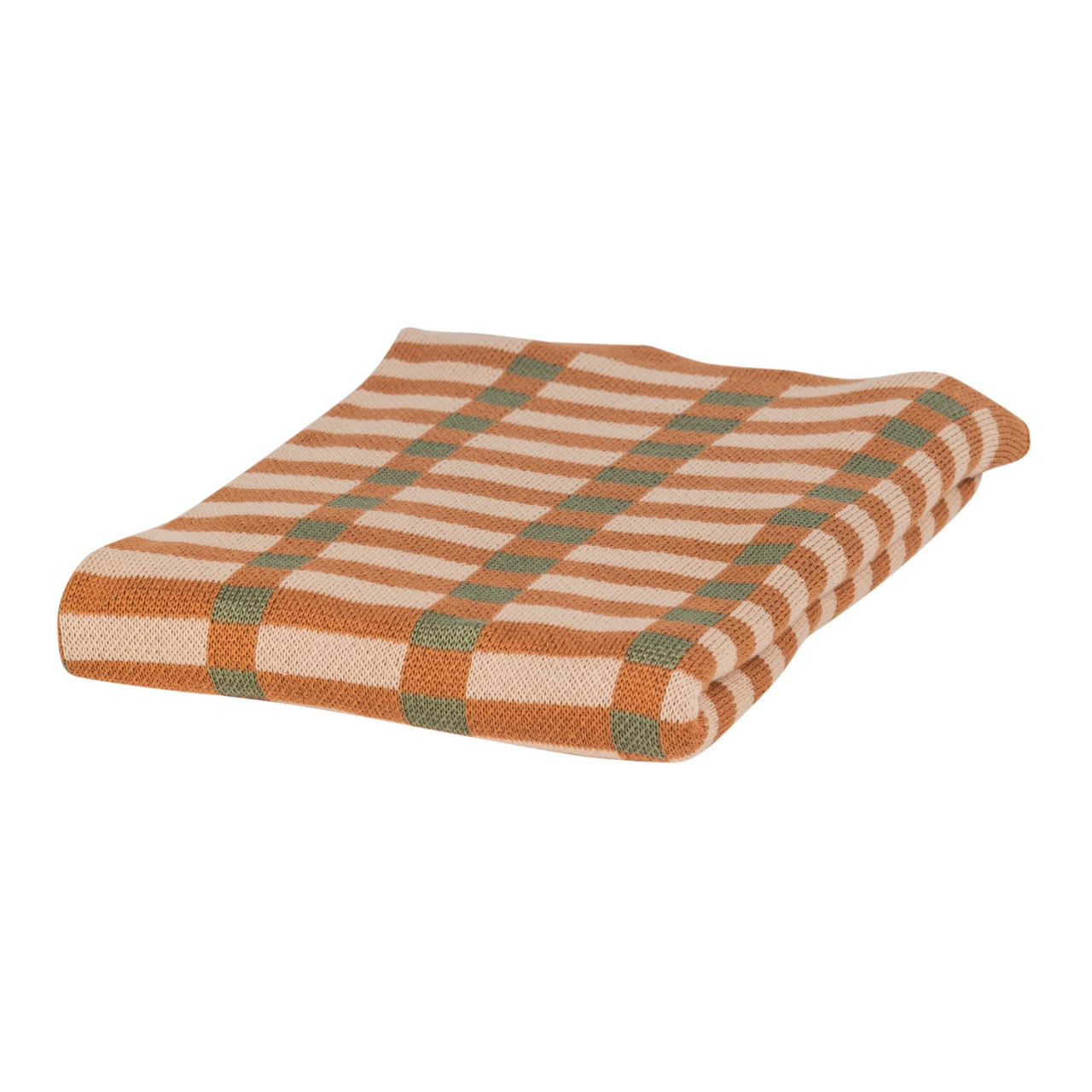 Linens & Bedding Pled verde/portocaliu din bumbac 130x170 cm Vola Woood