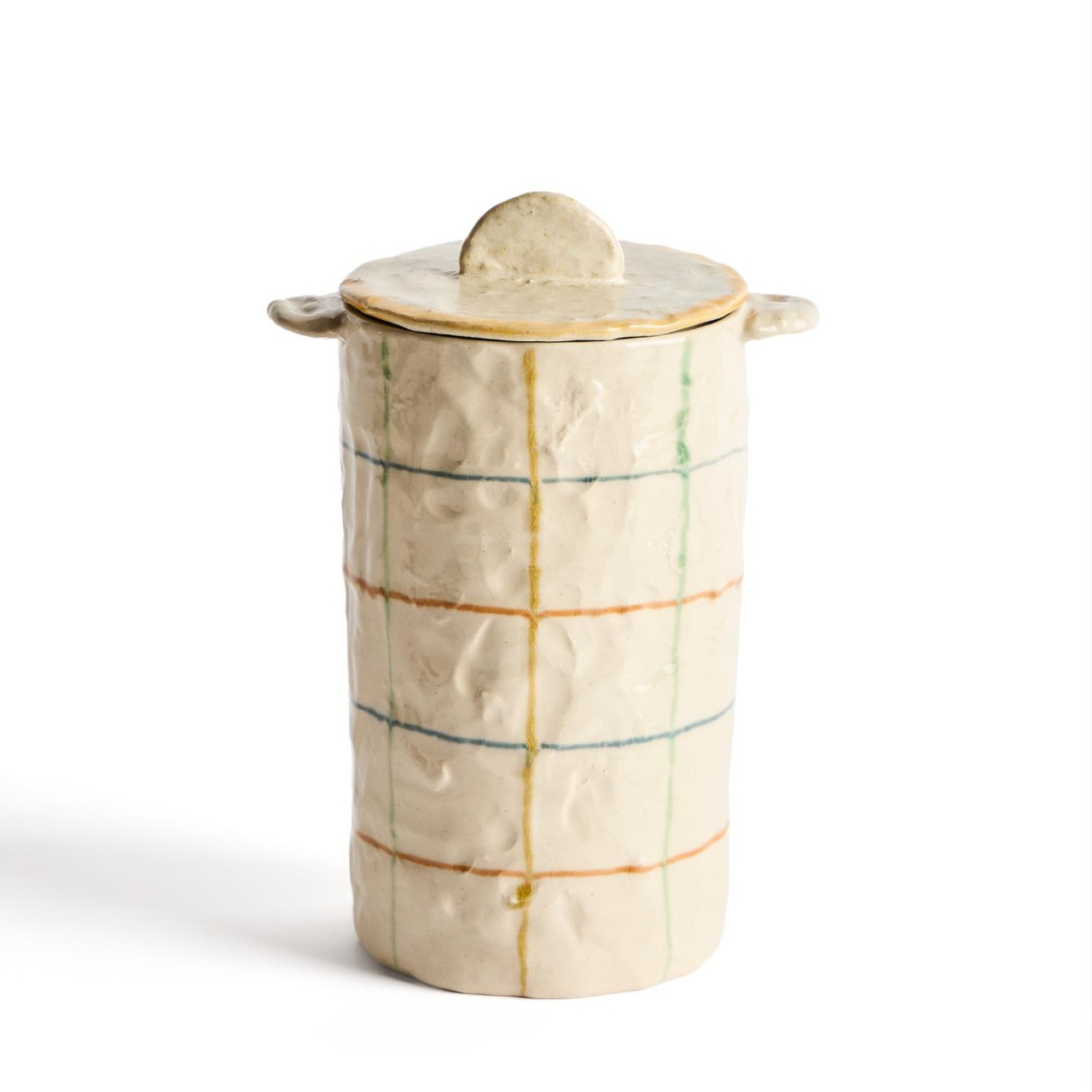 Vases Recipient cu capac crem din ceramica 11x22 cm Belor Kave Home
