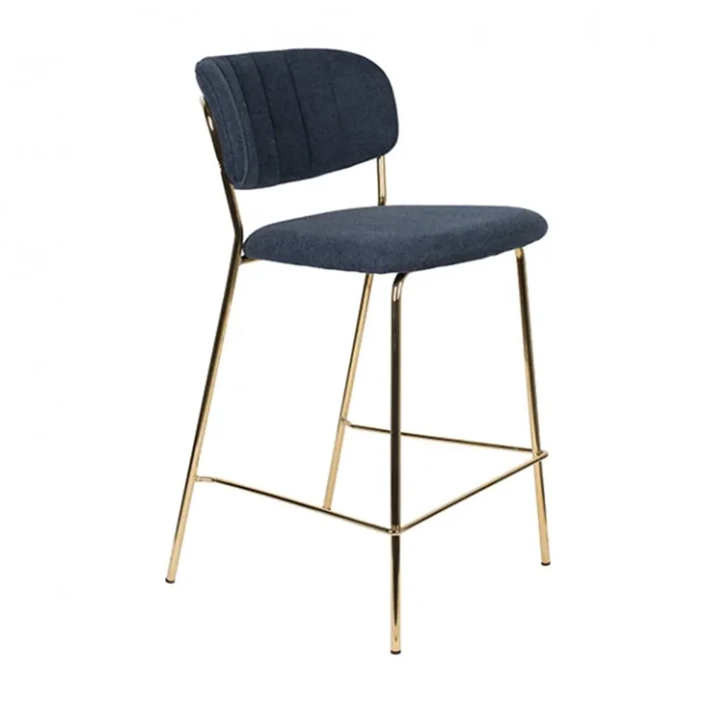 Quiet Object Scaun bar albastru/auriu din textil Jolien Quiet Object