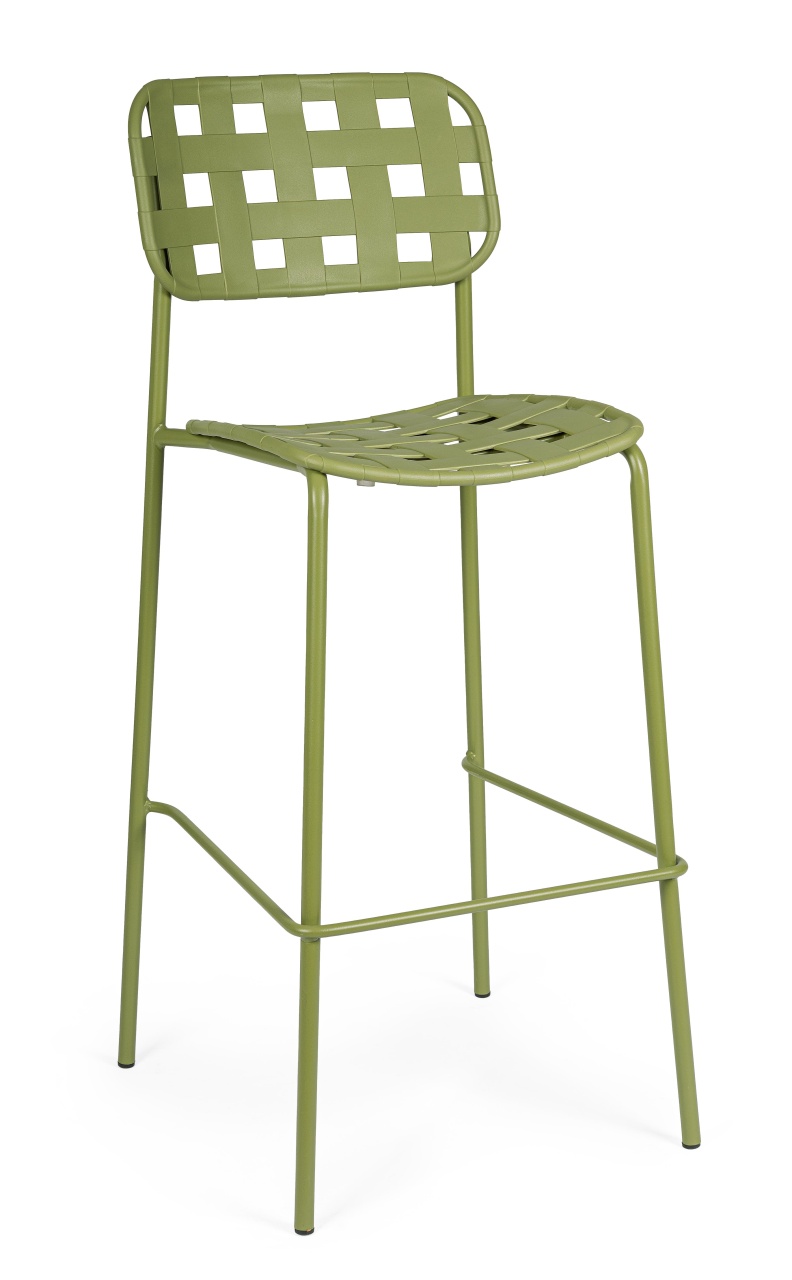 Table & Bar Stools Scaun bar exterior verde din metal Clover Bizzotto