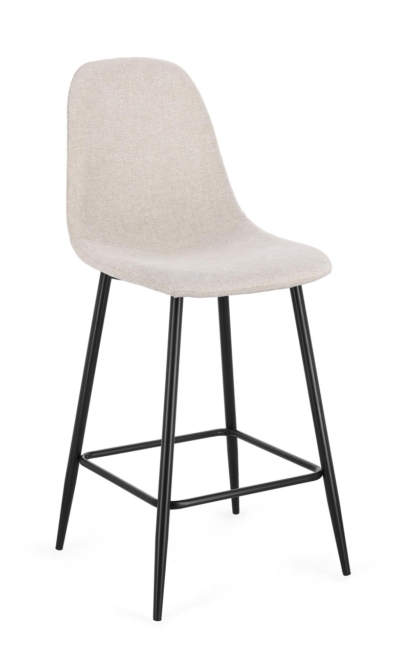 Chairs Scaun bar negru/bej din textil Irelia Kitchen Bizzotto