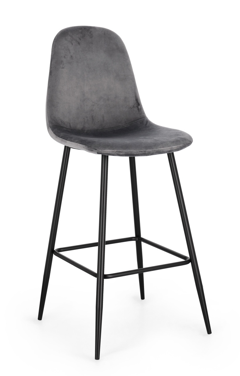 Chairs Scaun bar negru/gri inchis din textil Irelia Velvet Bizzotto