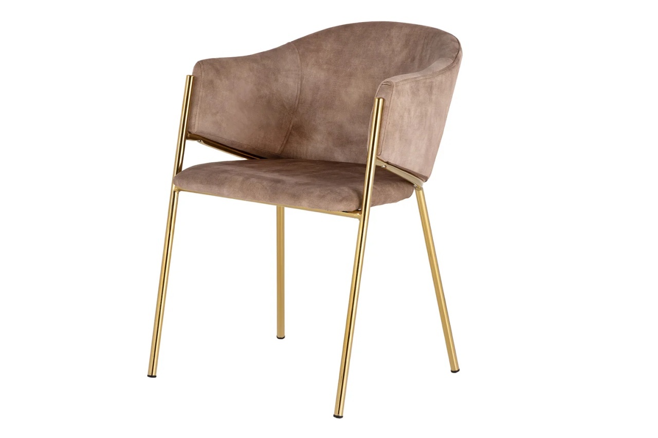 scaun din catifea Scaun dining bej/auriu din catifea Noblesse The Home Collection
