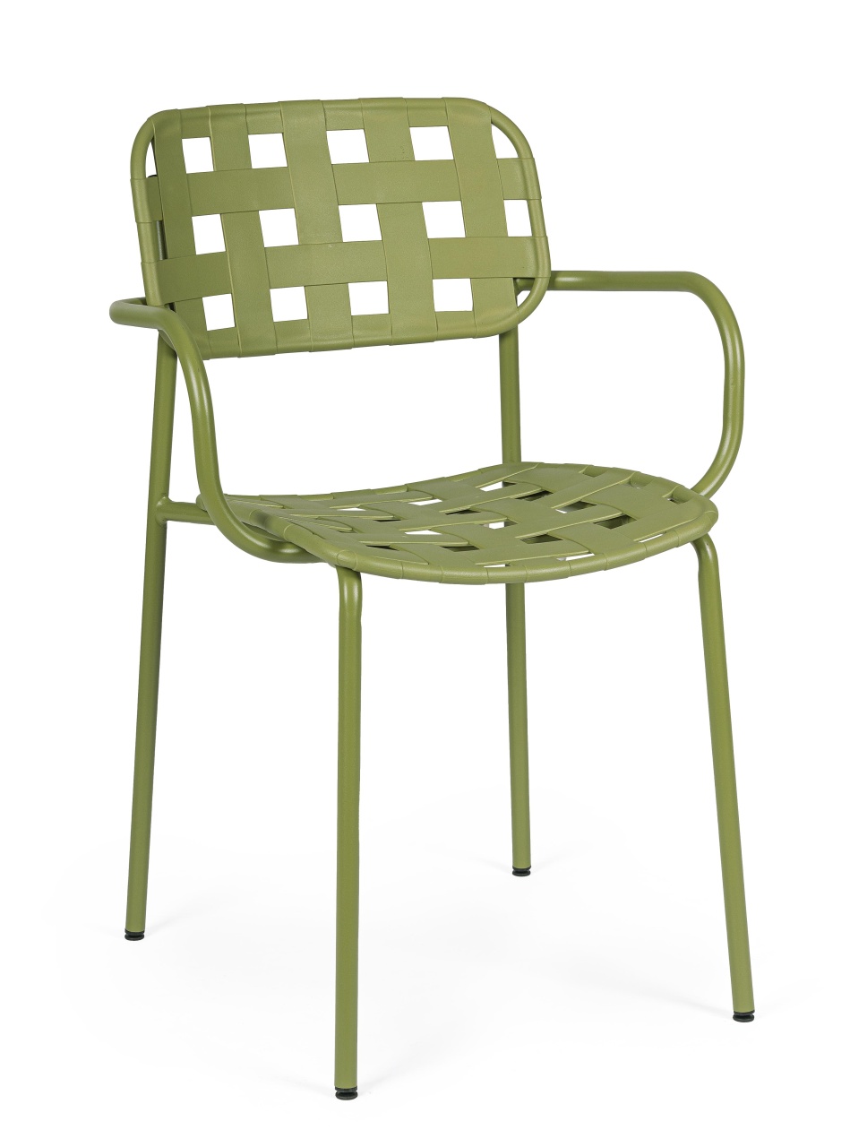Outdoor Furniture Scaun dining exterior verde din metal Clover Arm Bizzotto