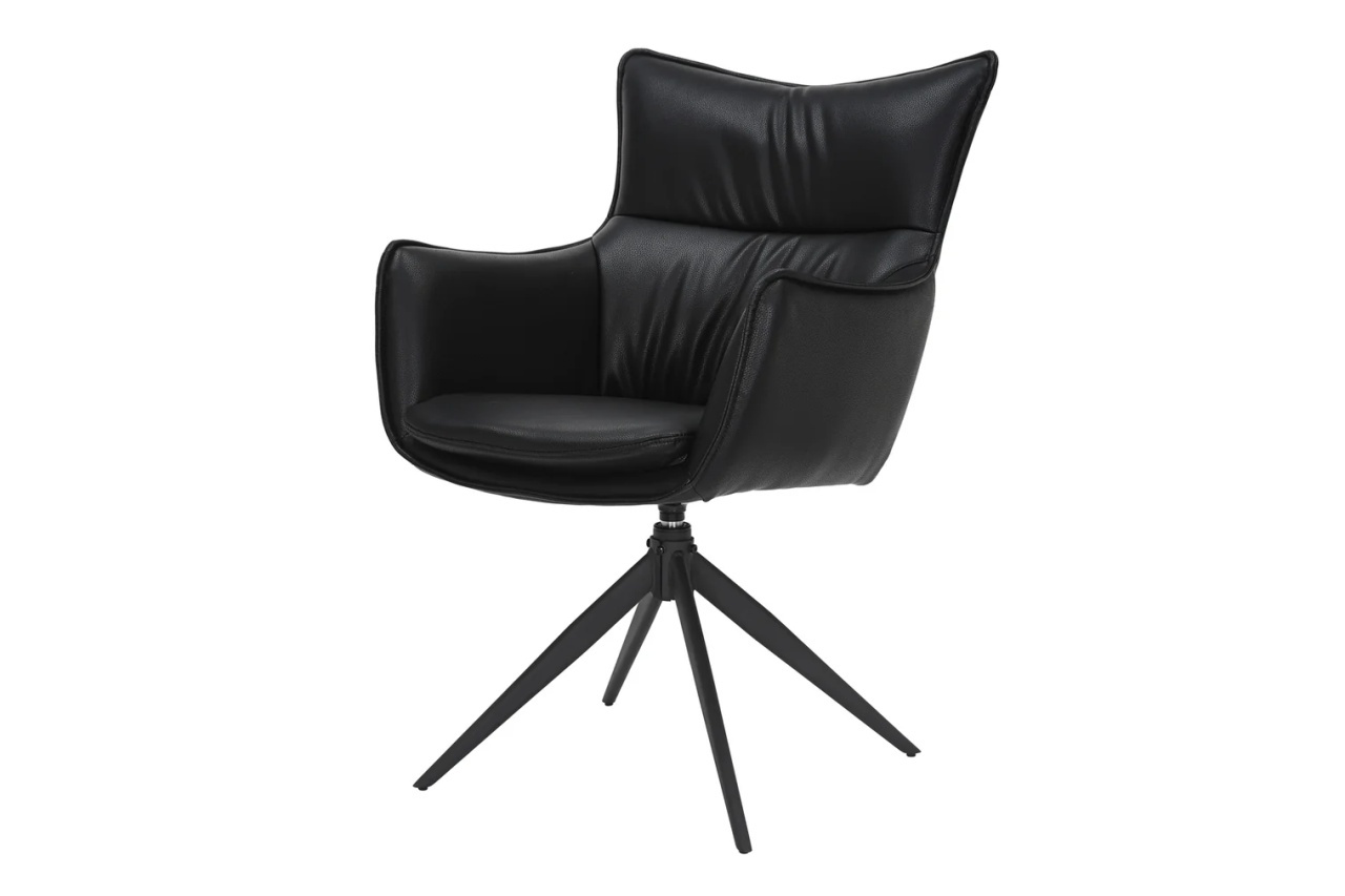 scaun ergonomice Scaun dining rotativ negru din piele ecologica Vogue The Home Collection