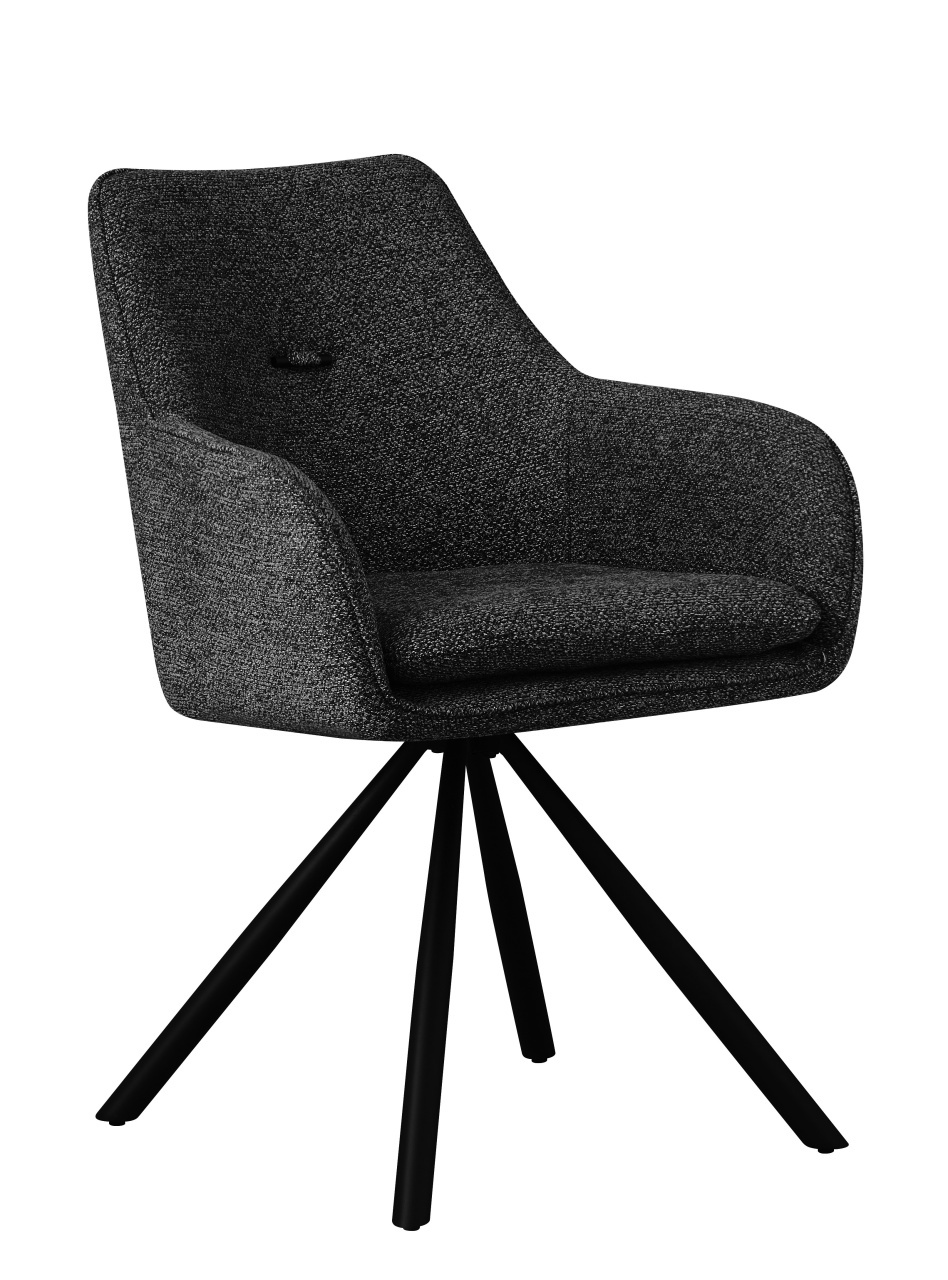Chairs Scaun dining rotativ negru/gri carbune din textil Falak Bizzotto