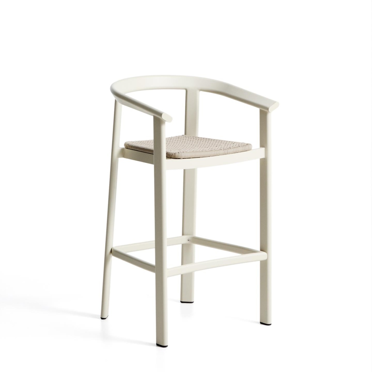 scaun bar albastru Scaun exterior bar ecru din metal Erice 75 Kave Home