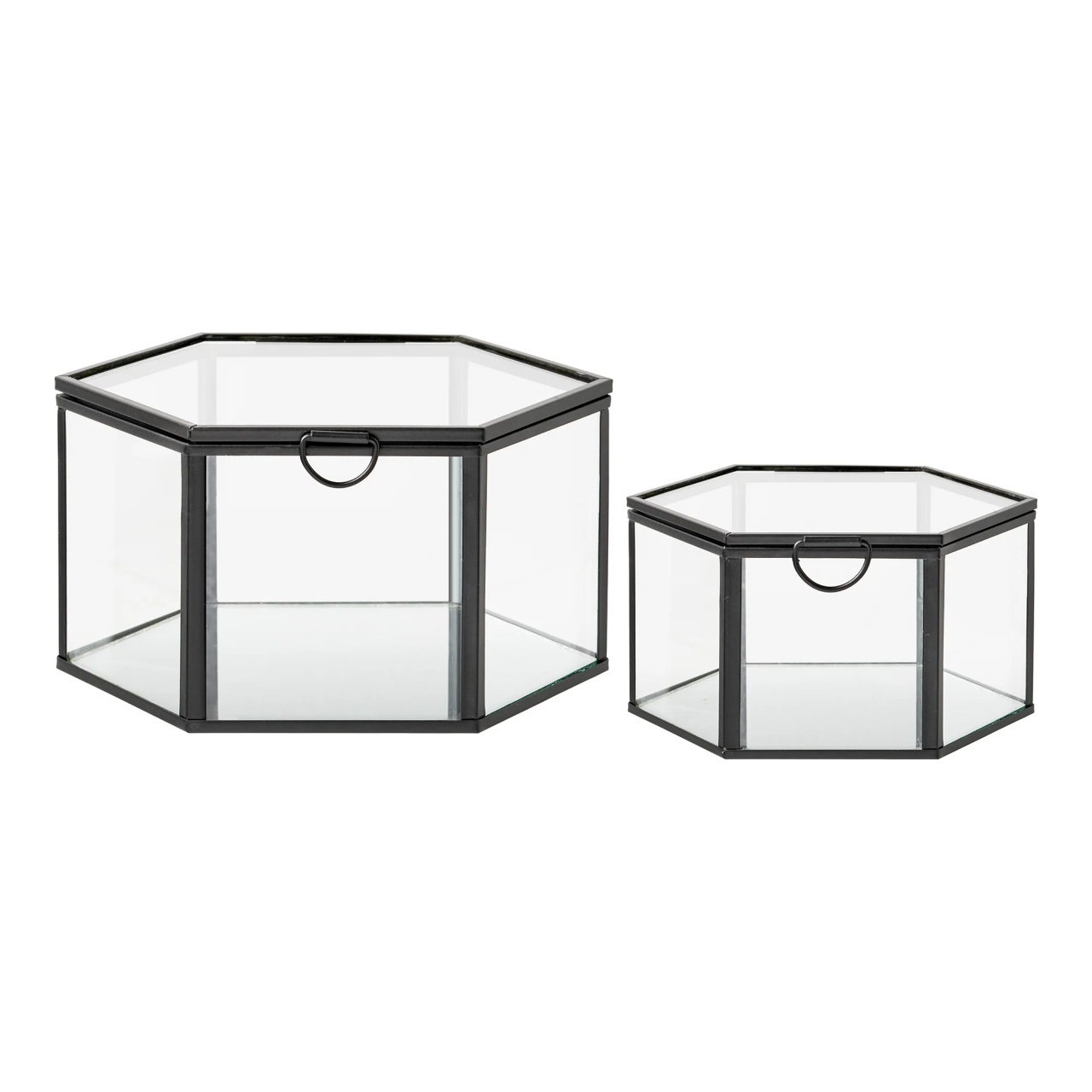 Household Storage Containers Set 2 cutii pentru bijuterii transpatente/negre din sticla Torpe House Nordic