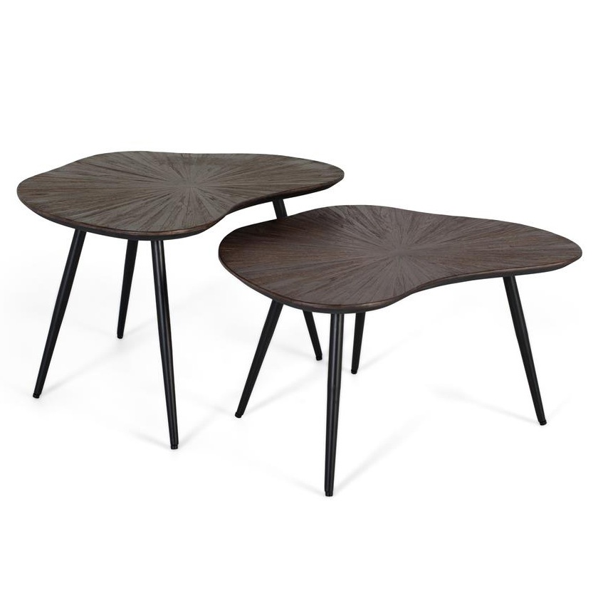 mese de cafea Set 2 mese de cafea maro/negre din lemn Orve Giner y Colomer