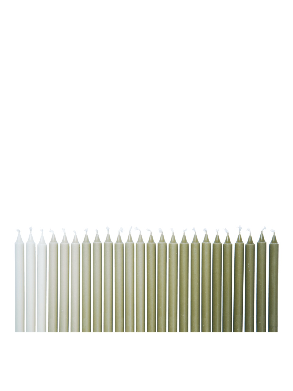 Candles Set 24 lumanari multicolore din fibre naturale 12 cm Ombre Khaki Ferm Living