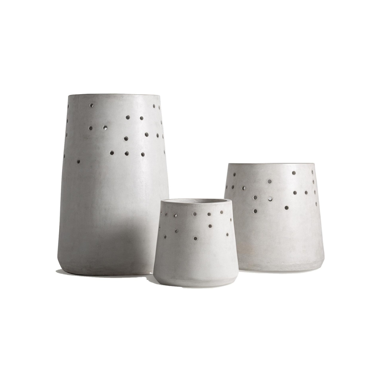 ornamente de grădină din ciment Set 3 ghivece alb antic din ciment Jacquard Vical Home