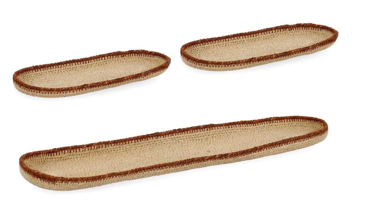 Decorative Trays Set 3 tavi decorative maro din fibre naturale Tuy Bizzotto