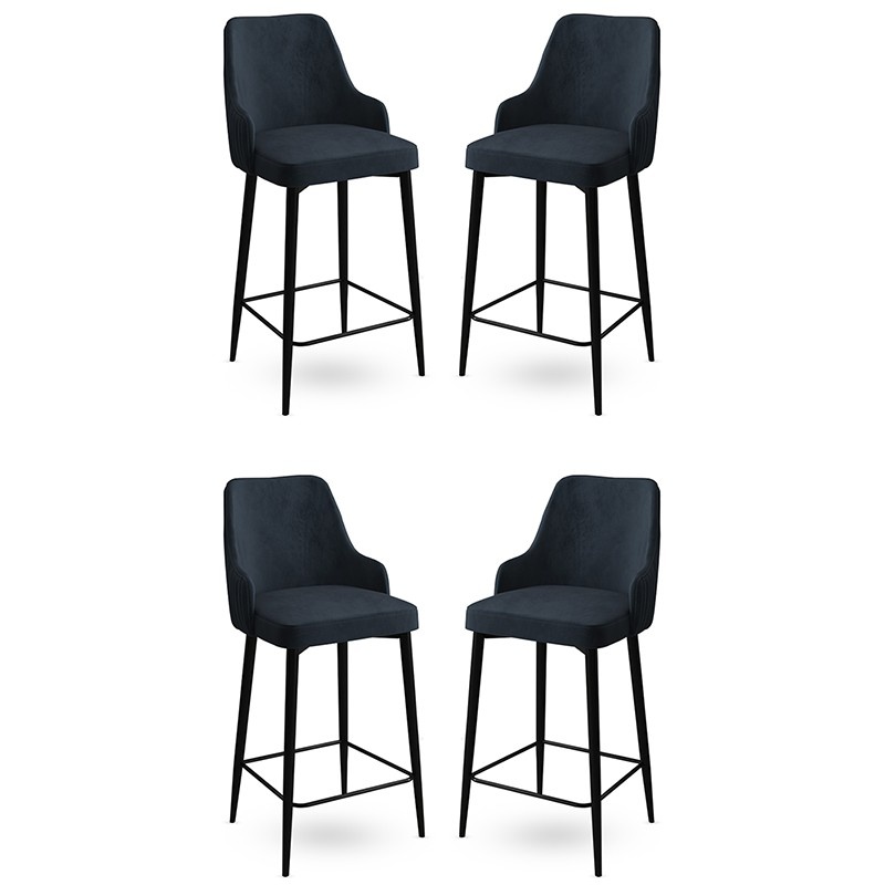 Chairs Set 4 scaune bar maro gri antracit/negre din textil Enox The Home Collection