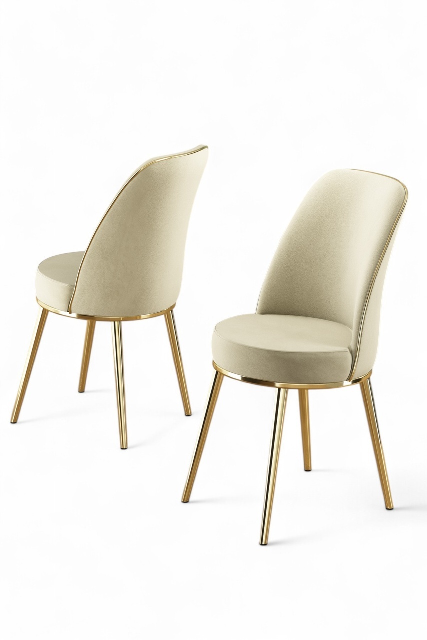 Set 4 scaune dining crem/aurii din textil Pefa The Home Collection