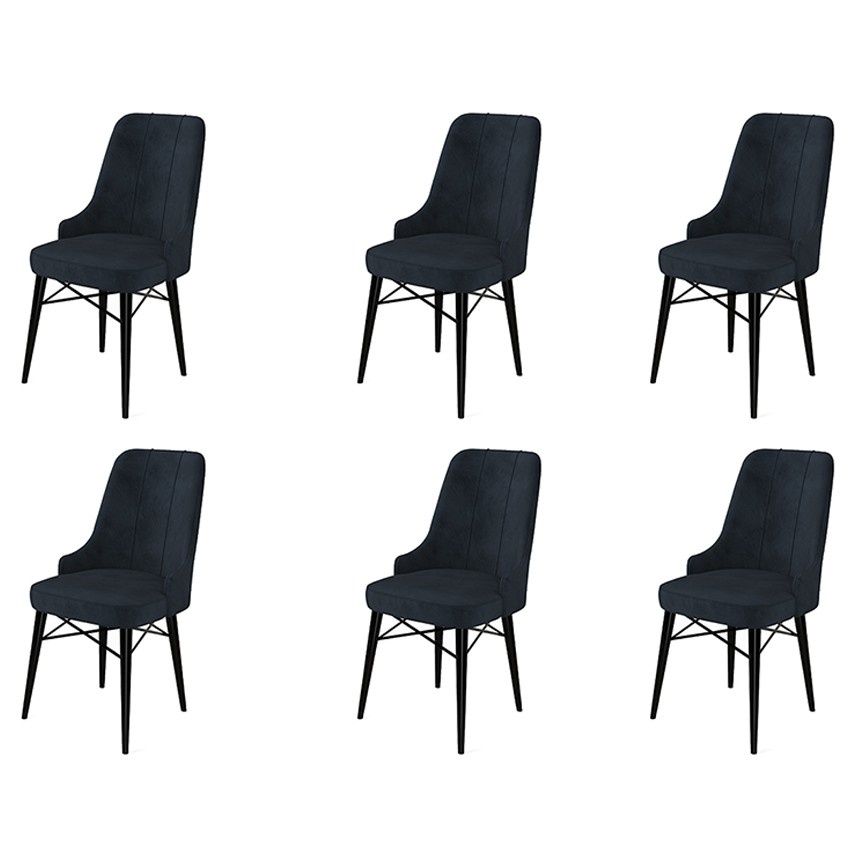 Chairs Set 6 scaune dining gri antracit/negre din textil Pare The Home Collection