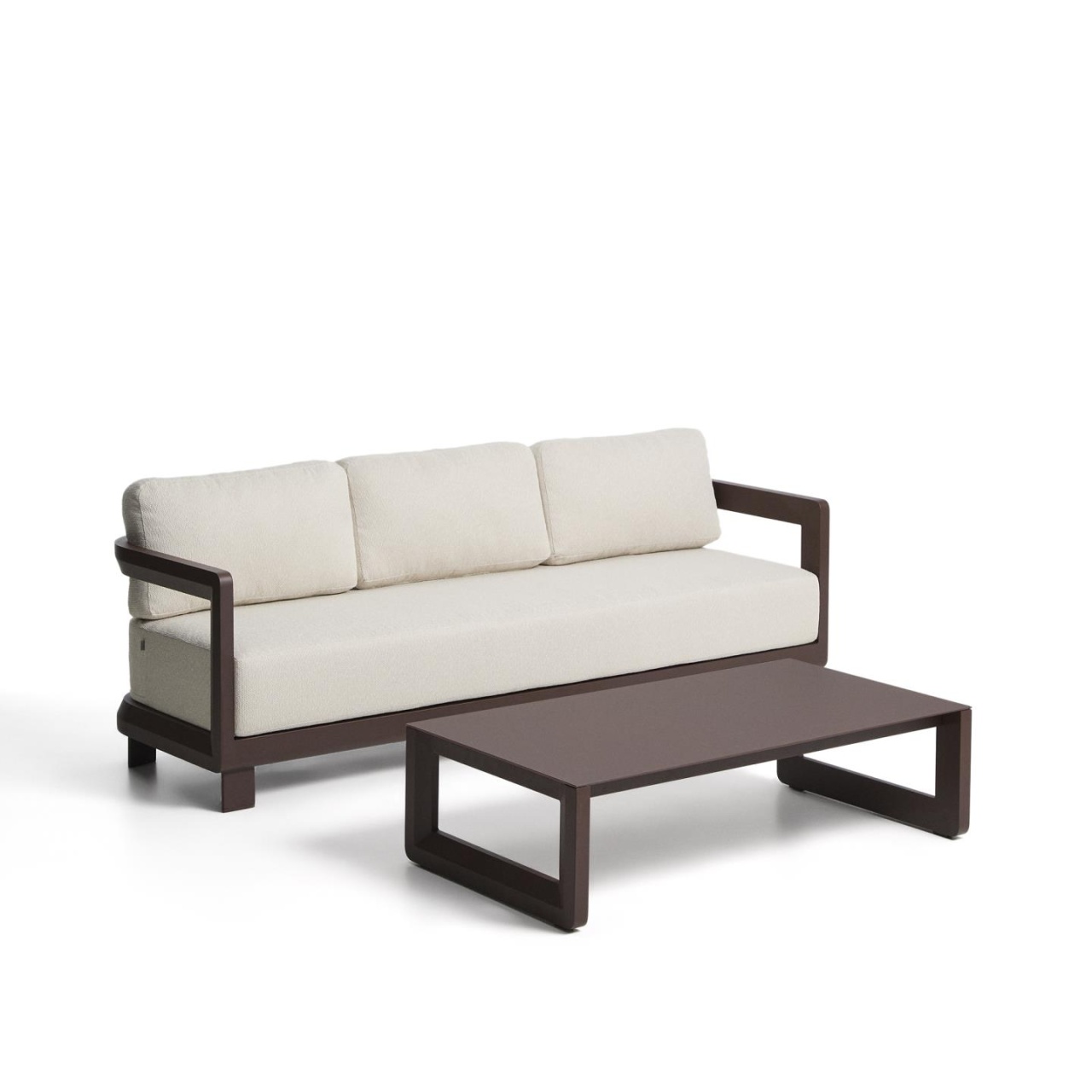 capsule cafea Set canapea si masa de cafea maro din metal Nerano Kave Home