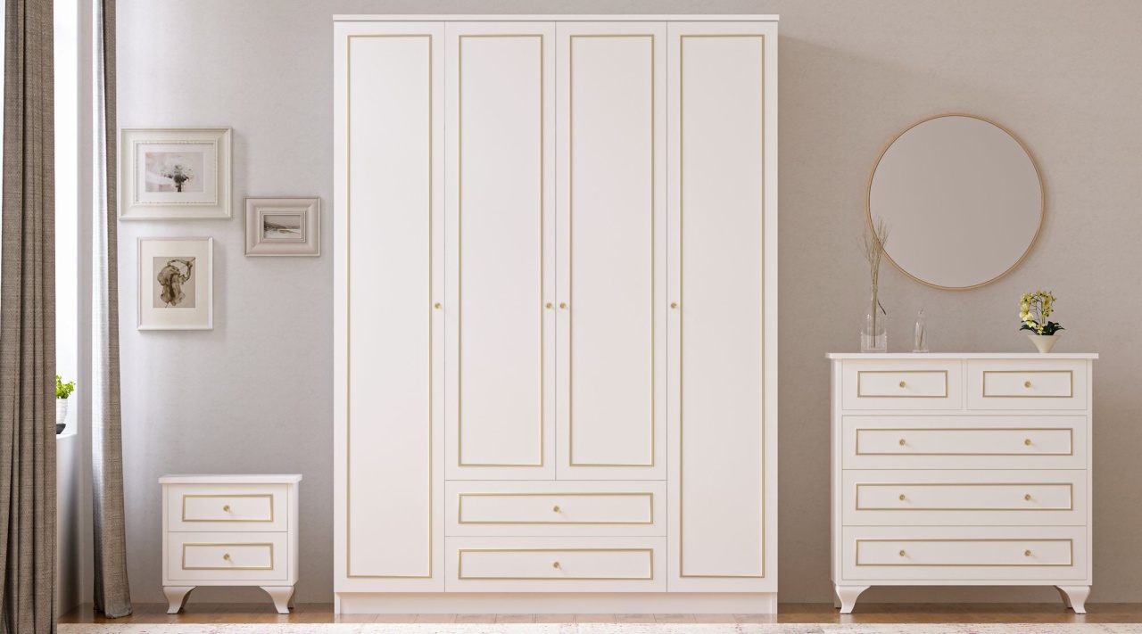 Furniture Set dormitor 3 piese alb Oka The Home Collection