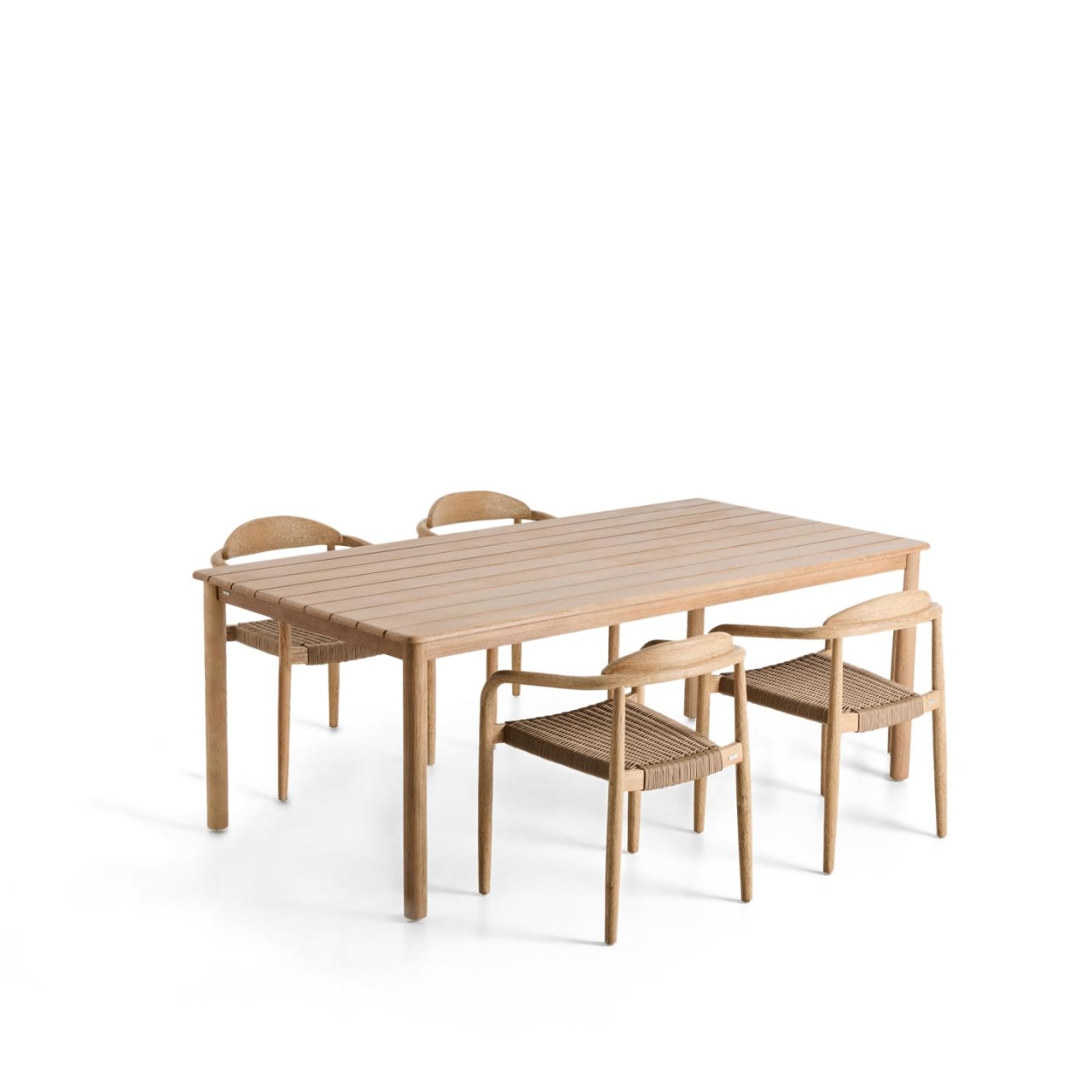 Outdoor Furniture Sets Set masa dining si 4 scaune exterior bej/maro din lemn Sori Kave Home