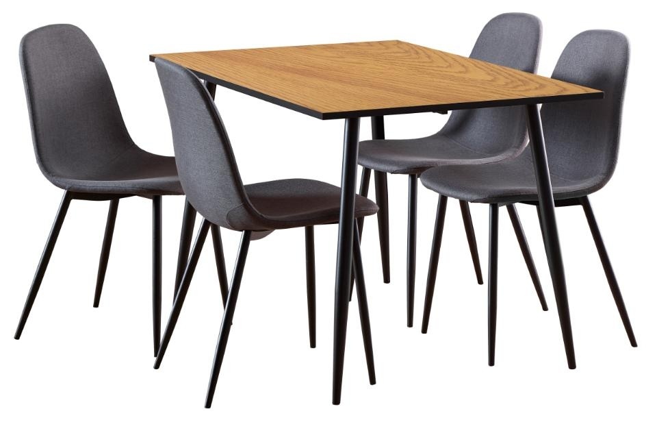 masa si scaune bucatarie Set masa dining si 4 scaune maro inchis/gri din metal Wilma Celia Actona Company