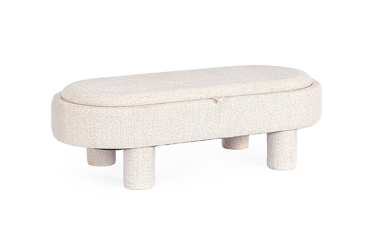 Ottomans Taburet oval alb din textil 50x110 cm Talya Bizzotto