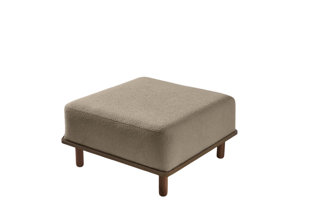 Ottomans Taburet patrat maro cappuccino din textil 68x69 cm Pia The Home Collection