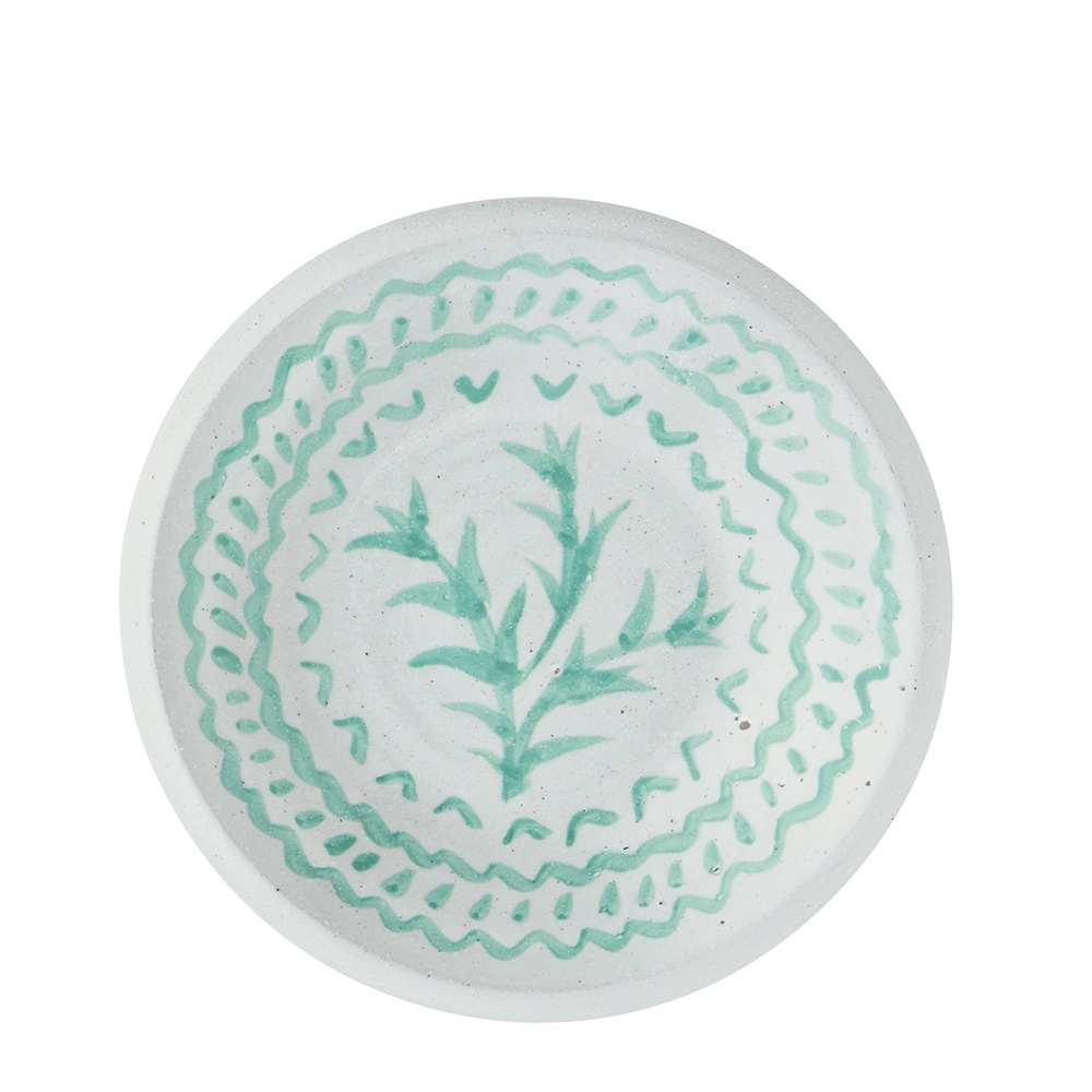 Decorative Trays Tava decorativa rotunda alba/verde din ceramica 20 cm Sherly Madam Stoltz