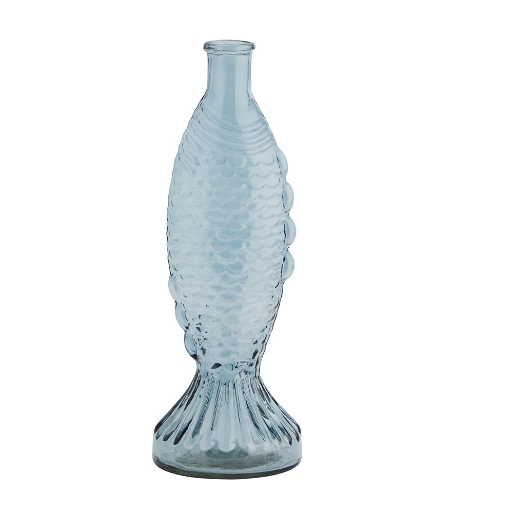 Vases Vaza albastra din sticla 30 cm Fish Madam Stoltz