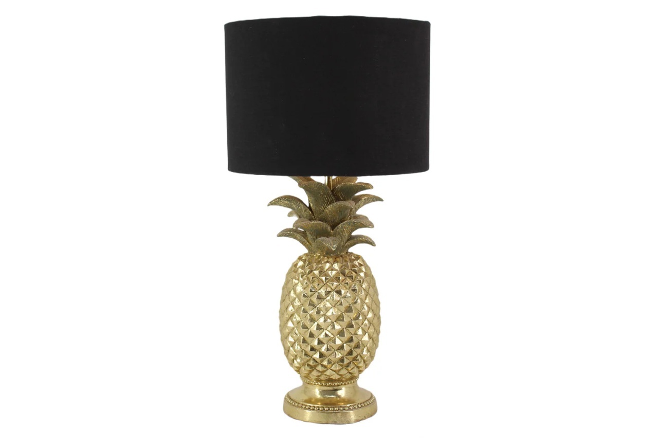 noptiere Veioza neagra/aurie din fibre sintetice 47 cm Pineapple The Home Collection