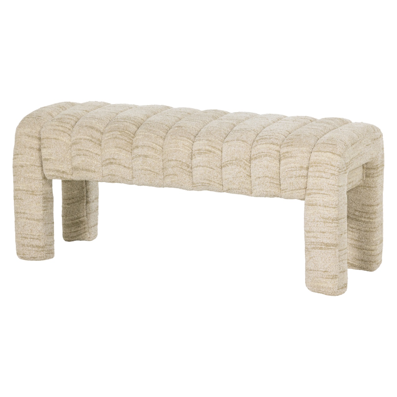 Chairs Bancheta crem din textil 110 cm Frex Boucle Woood