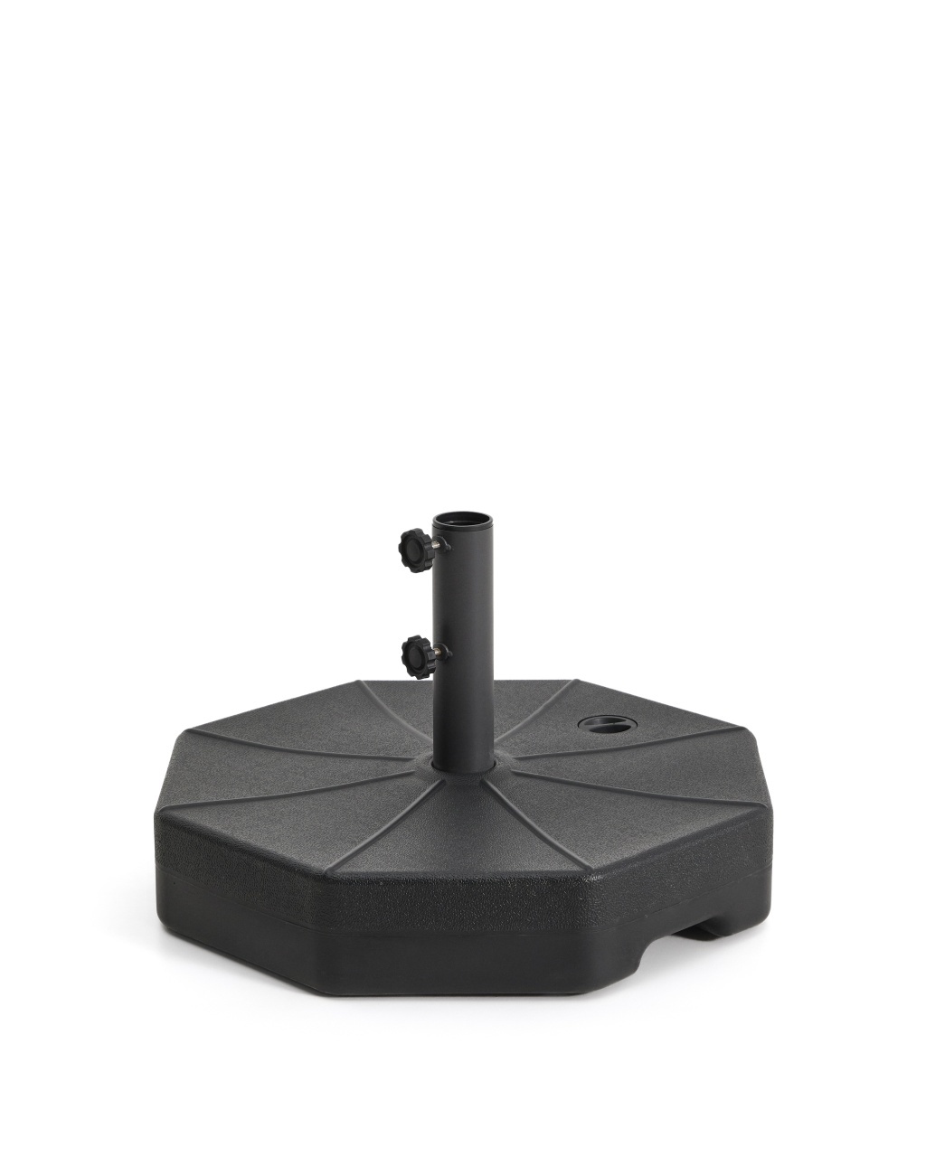 scaune plastic terasa Baza pentru umbrela neagra din plastic Aimar Kave Home