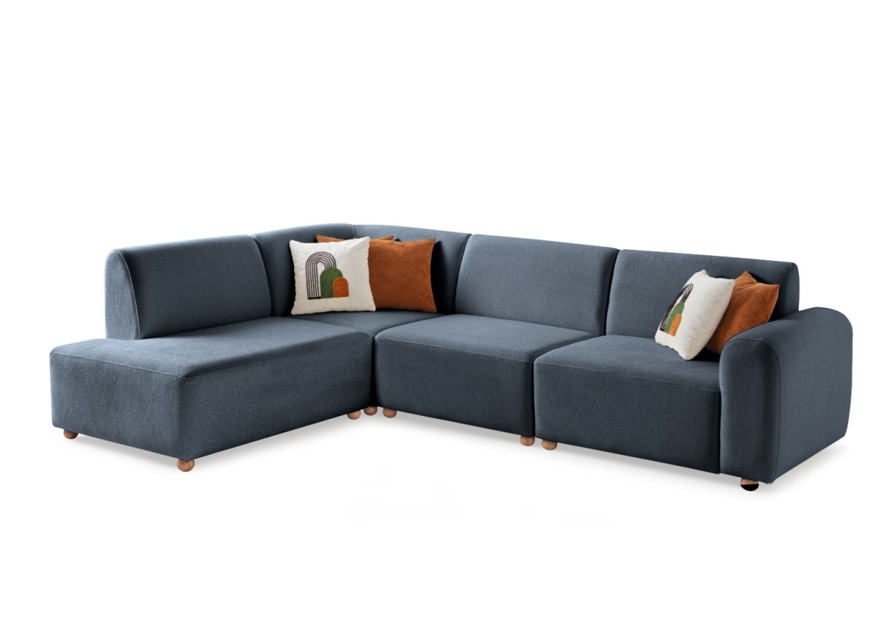 Sofas Canapea cu colt albastra din textil 290 cm S-loft Left The Home Collection