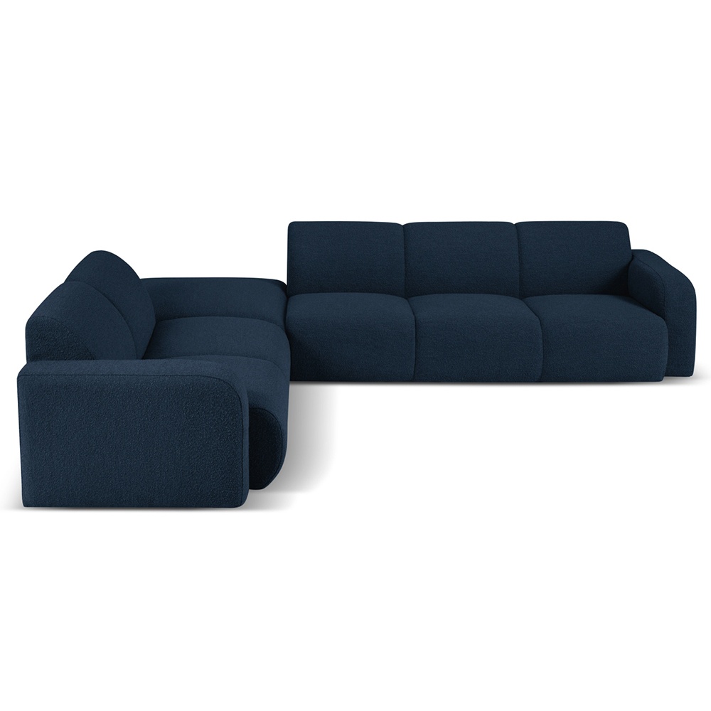 Canapea cu colt albastru inchis din textil pentru 6 persoane Molino Boucle Left Micadoni