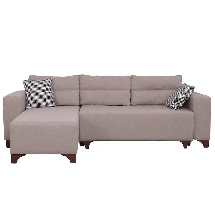 Sofas Canapea cu colt extensibila crem in textil 260 cm Tloft Mini The Home Collection