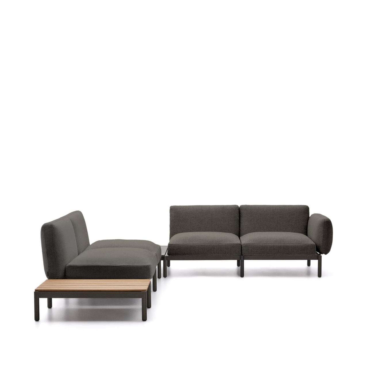 Outdoor Furniture Canapea cu colt modulara exterior gri/verde din textil pentru 4 persoane Sorells Kave Home