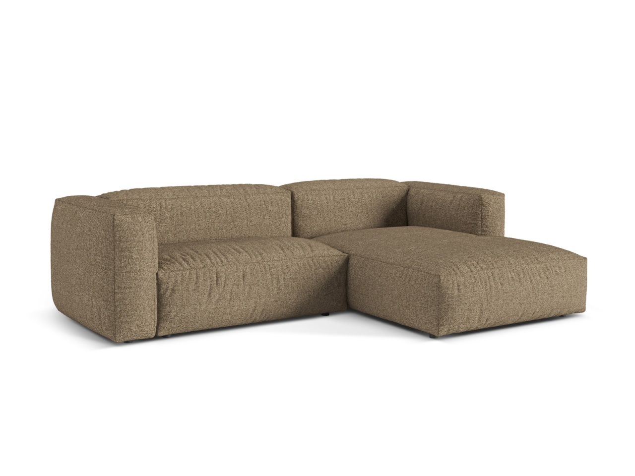 Canapea cu colt modulara maro cappuccino din textil pentru 2 persoane Martina Monet Boucle Right Micadoni