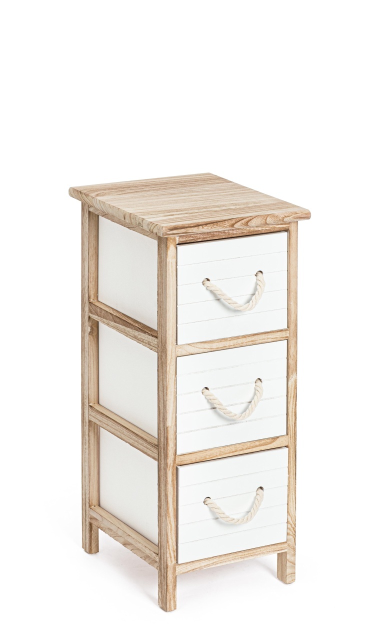Dressers Comoda alba/maro din lemn 26 cm Yvette Bizzotto