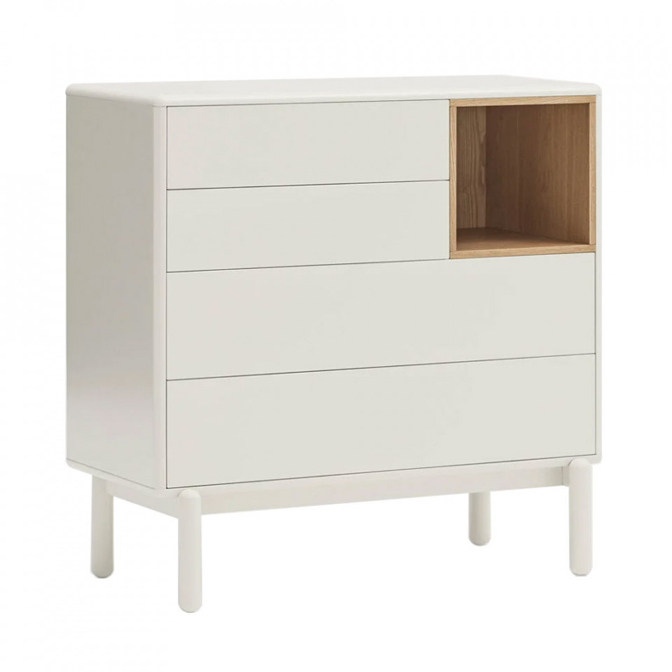 comoda sertare Comoda crem/maro din lemn 90 cm Corvo Teulat