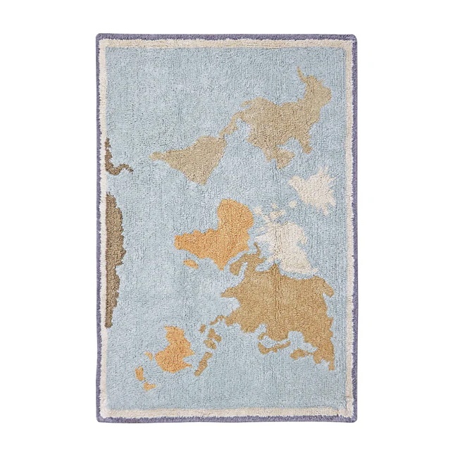 wall art world map Covor pentru copii multicolor din bumbac 70x100 cm World Map Lorena Canals