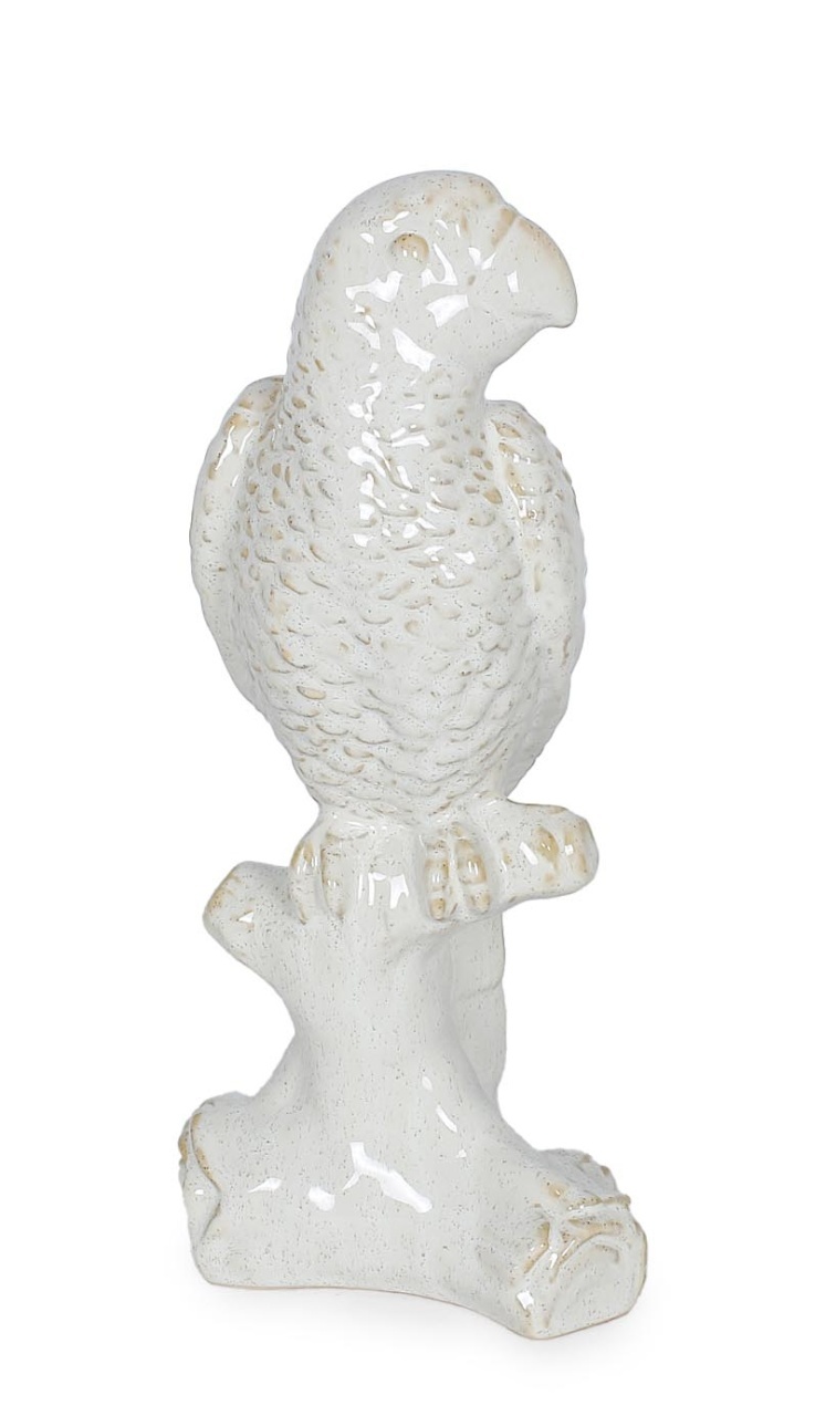 Artwork Decoratiune alba din ceramica 40 cm Seram Parot Bizzotto
